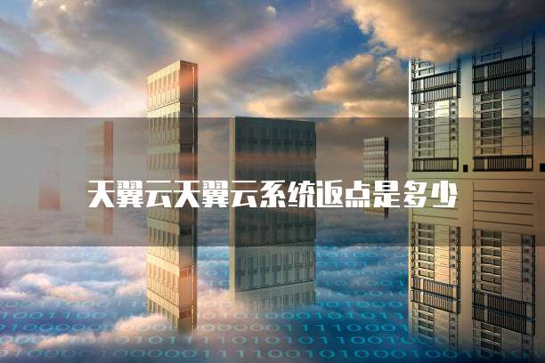 天翼云天翼云系统返点是多少