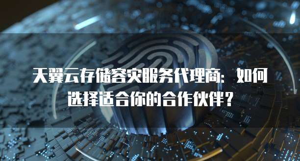 天翼云存储容灾服务代理商:如何选择适合你的合作伙伴?