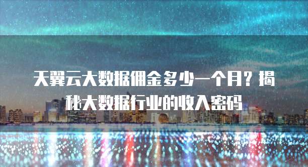 天翼云大数据佣金多少一个月?揭秘大数据行业的收入密码