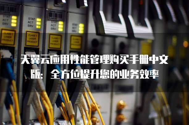 天翼云应用性能管理购买手册中文版:全方位提升您的业务效率