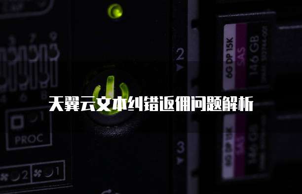 天翼云文本纠错返佣问题解析