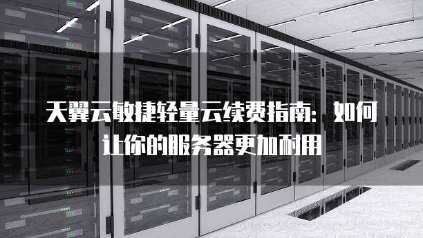 天翼云敏捷轻量云续费指南:如何让你的服务器更加耐用