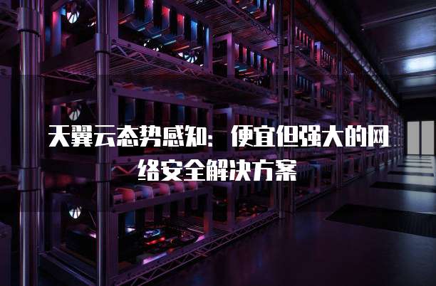 天翼云态势感知:便宜但强大的网络安全解决方案