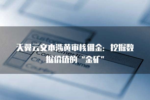 天翼云文本涉黄审核佣金:挖掘数据价值的“金矿”