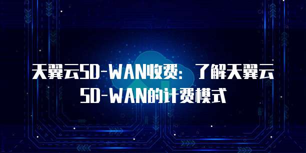 天翼云SD-WAN收费:了解天翼云SD-WAN的计费模式