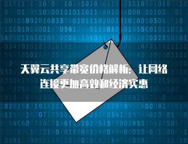 天翼云共享带宽价格解析:让网络连接更加高效和经济实惠