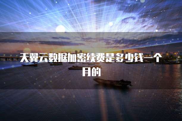 天翼云数据加密续费是多少钱一个月的