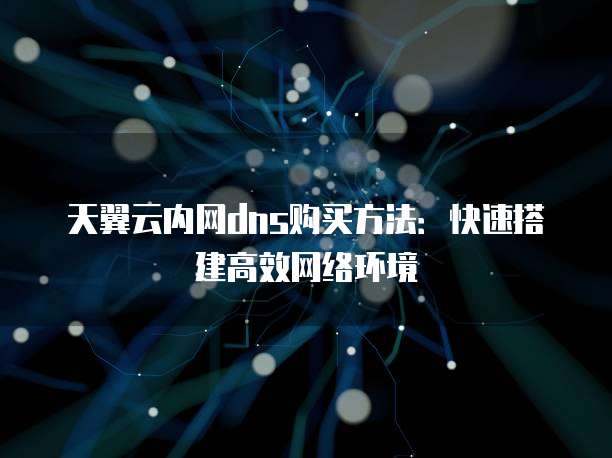 天翼云内网dns购买方法:快速搭建高效网络环境
