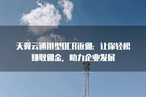 天翼云通用型OCR返佣:让你轻松赚取佣金,助力企业发展