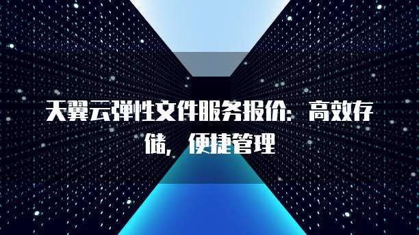 天翼云弹性文件服务报价：高效存储，便捷管理