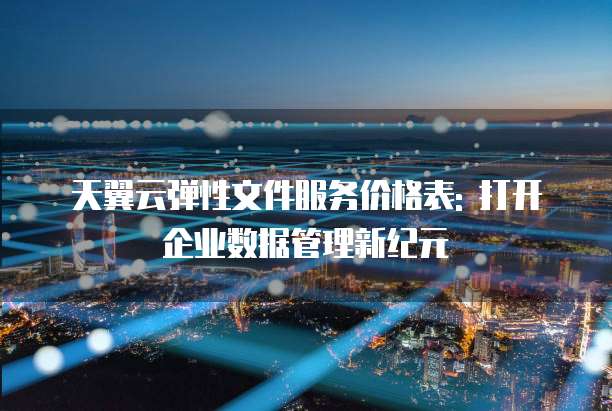 天翼云弹性文件服务价格表: 打开企业数据管理新纪元