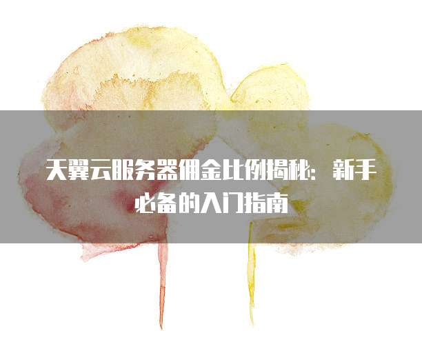 天翼云服务器佣金比例揭秘:新手必备的入门指南
