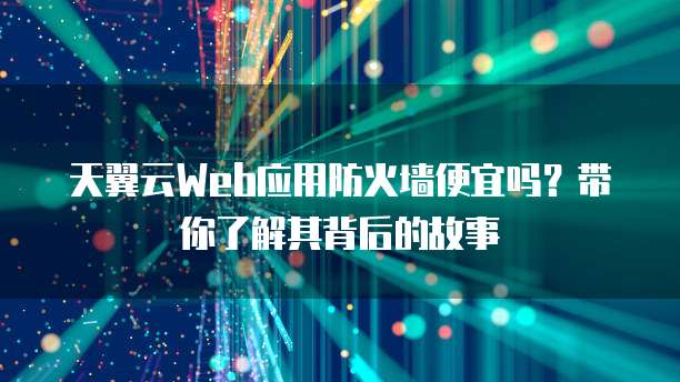 天翼云Web应用防火墙便宜吗?带你了解其背后的故事