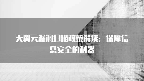 天翼云漏洞扫描政策解读：保障信息安全的利器