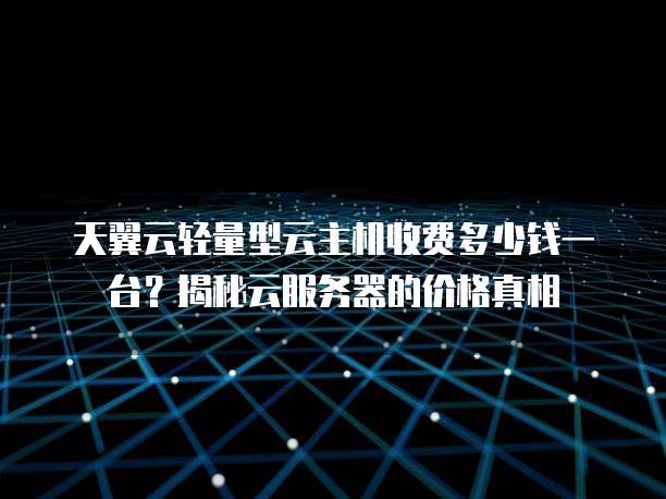 天翼云轻量型云主机收费多少钱一台?揭秘云服务器的价格真相