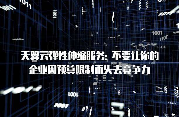 天翼云弹性伸缩服务: 不要让你的企业因预算限制而失去竞争力
