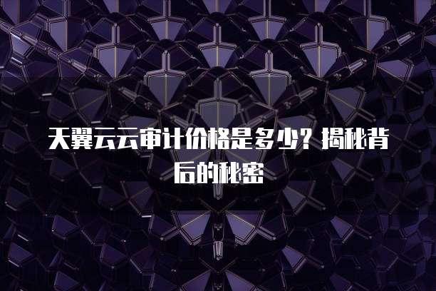 天翼云云审计价格是多少？揭秘背后的秘密