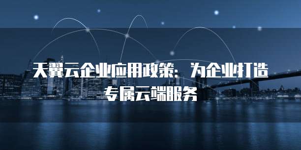 天翼云企业应用政策:为企业打造专属云端服务