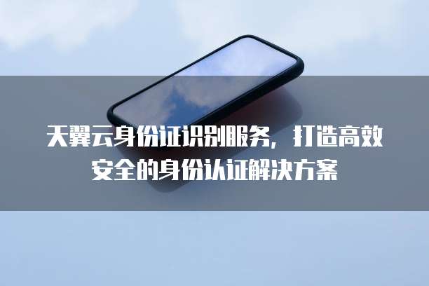 天翼云身份证识别服务,打造高效安全的身份认证解决方案