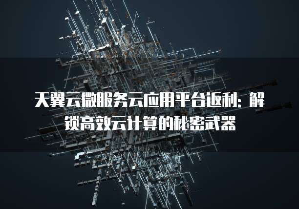 天翼云微服务云应用平台返利: 解锁高效云计算的秘密武器