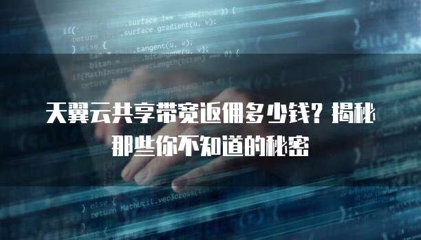 天翼云共享带宽返佣多少钱?揭秘那些你不知道的秘密