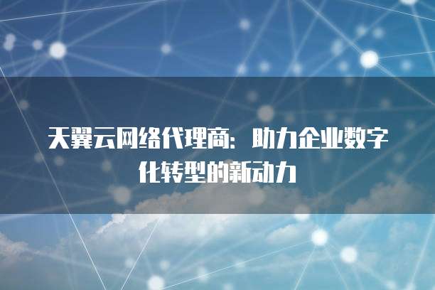 天翼云网络代理商：助力企业数字化转型的新动力