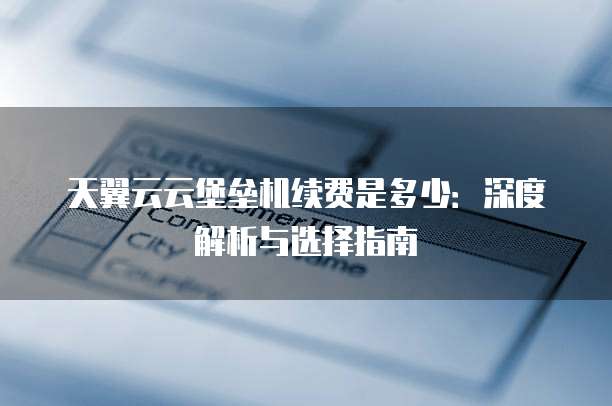 天翼云云堡垒机续费是多少:深度解析与选择指南