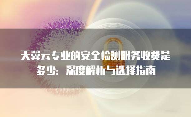 天翼云专业的安全检测服务收费是多少:深度解析与选择指南