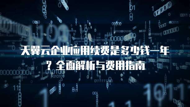 天翼云企业应用续费是多少钱一年?全面解析与费用指南