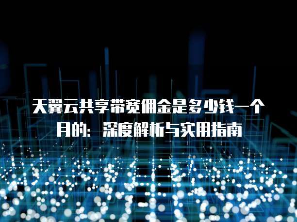 天翼云共享带宽佣金是多少钱一个月的:深度解析与实用指南