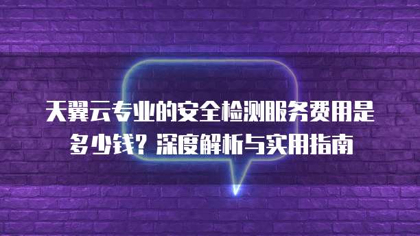 天翼云专业的安全检测服务费用是多少钱？深度解析与实用指南
