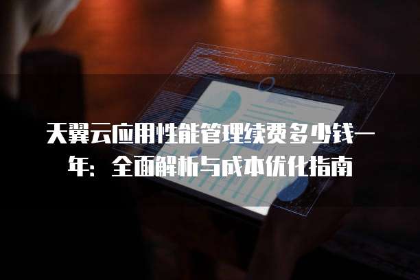 天翼云应用性能管理续费多少钱一年:全面解析与成本优化指南