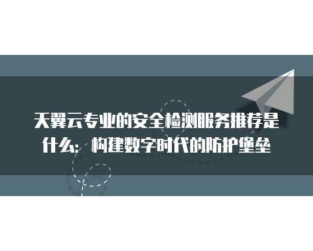 天翼云专业的安全检测服务推荐是什么:构建数字时代的防护堡垒