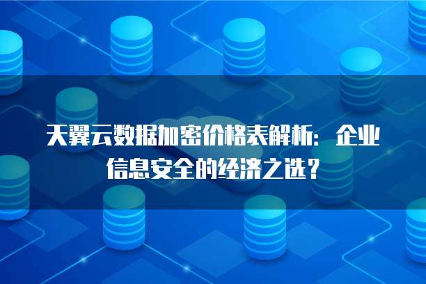 天翼云数据加密价格表解析:企业信息安全的经济之选?