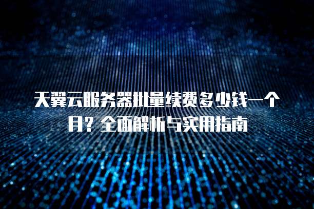 天翼云服务器批量续费多少钱一个月?全面解析与实用指南
