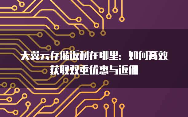 天翼云存储返利在哪里：如何高效获取双重优惠与返佣