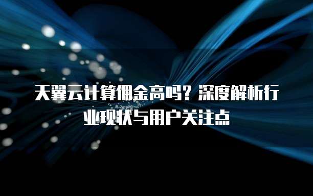 天翼云计算佣金高吗?深度解析行业现状与用户关注点