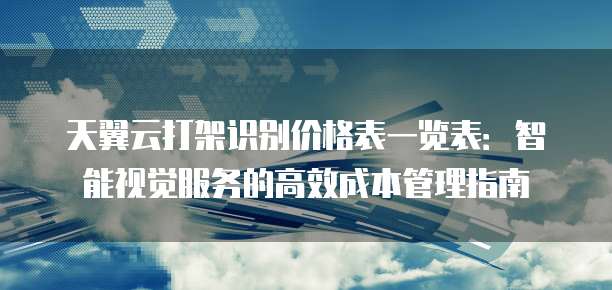 天翼云打架识别价格表一览表:智能视觉服务的高效成本管理指南