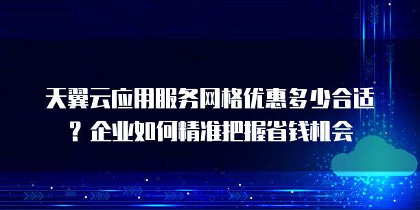 天翼云应用服务网格优惠多少合适?企业如何精准把握省钱机会