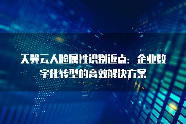 天翼云人脸属性识别返点:企业数字化转型的高效解决方案