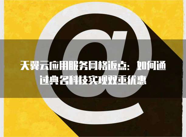 天翼云应用服务网格返点:如何通过典名科技实现双重优惠