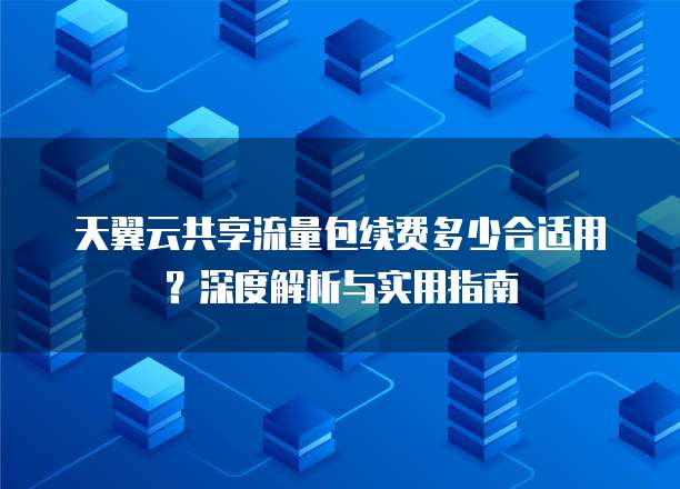 天翼云共享流量包续费多少合适用？深度解析与实用指南
