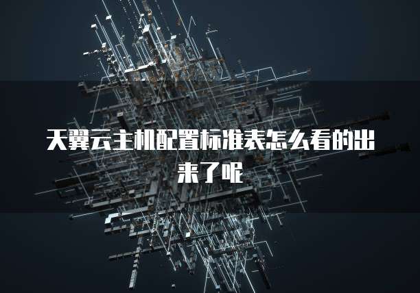 天翼云主机配置标准表怎么看的出来了呢