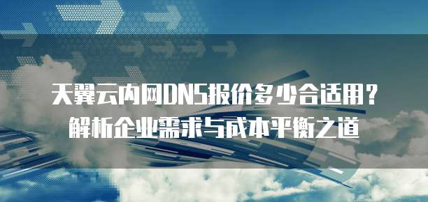 天翼云内网DNS报价多少合适用？解析企业需求与成本平衡之道
