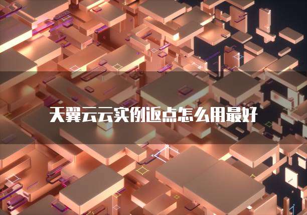 天翼云云实例返点怎么用最好