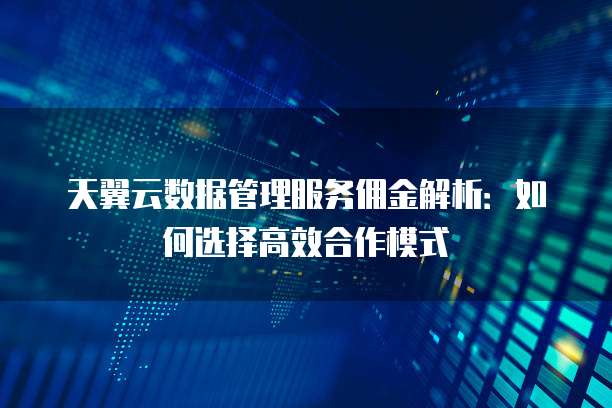 天翼云数据管理服务佣金解析:如何选择高效合作模式