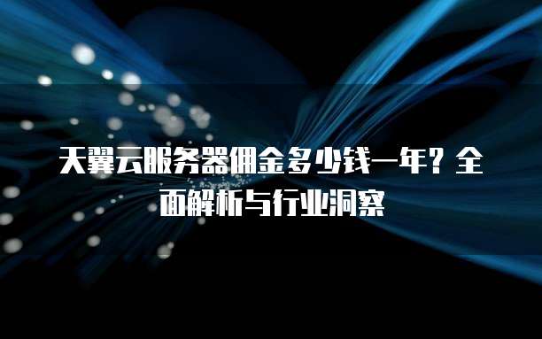 天翼云服务器佣金多少钱一年?全面解析与行业洞察