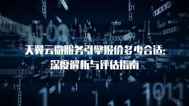 天翼云微服务引擎报价多少合适：深度解析与评估指南