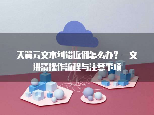 天翼云文本纠错返佣怎么办？一文讲清操作流程与注意事项