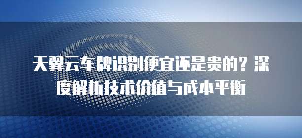 天翼云车牌识别便宜还是贵的？深度解析技术价值与成本平衡